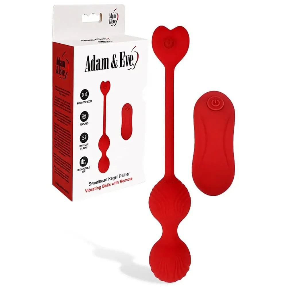 Adam & Eve SWEETHEART Kegel Trainer -  USB Rechargeable Vibrating Kegel Balls with Remote Adam & Eve Discreet Intimate Essentials.