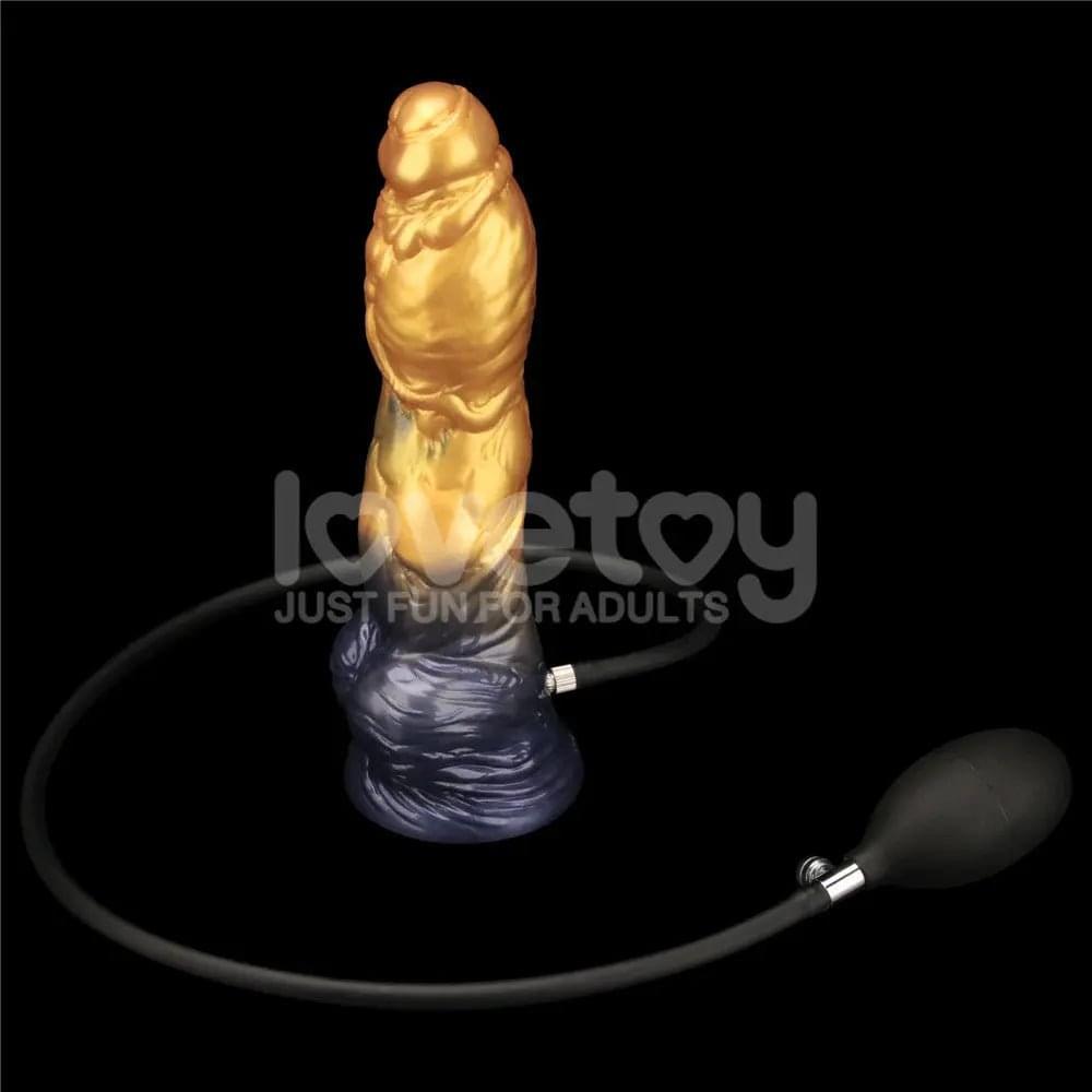 Aerosx 10 Inch Dual Density Inflatable Dildo - Gold/Blue 33 cm Inflatable Fantasy Dildo Lovetoy Discreet Intimate Essentials.
