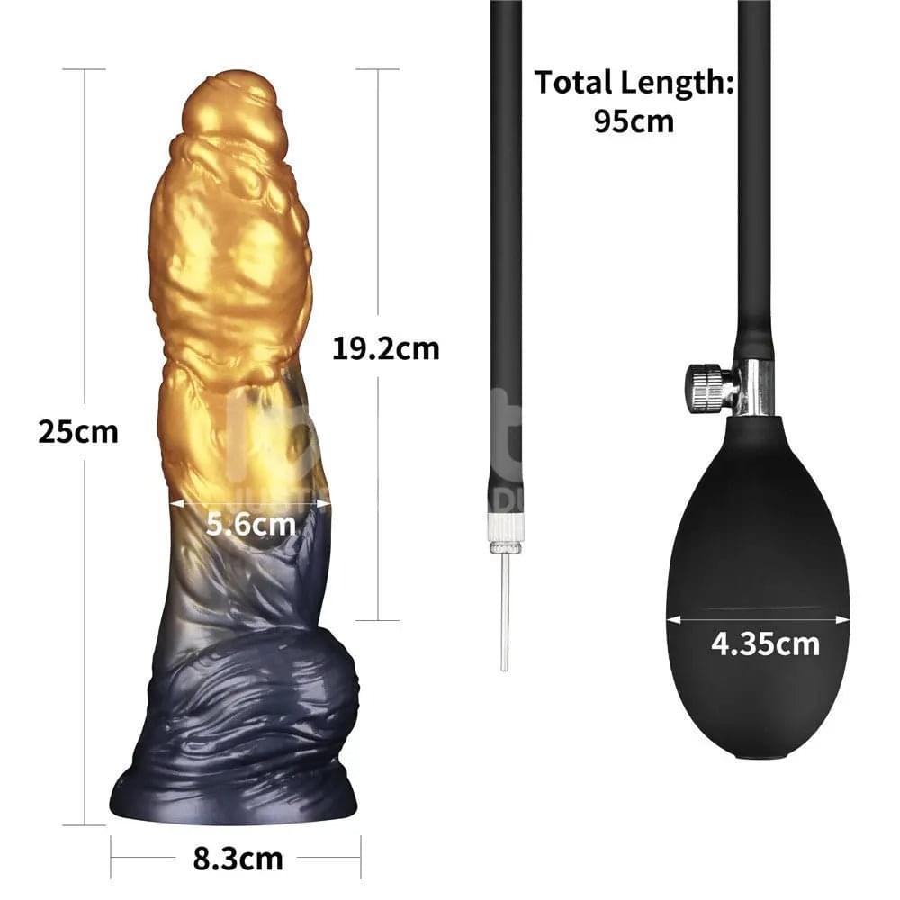 Aerosx 10 Inch Dual Density Inflatable Dildo - Gold/Blue 33 cm Inflatable Fantasy Dildo Lovetoy Discreet Intimate Essentials.