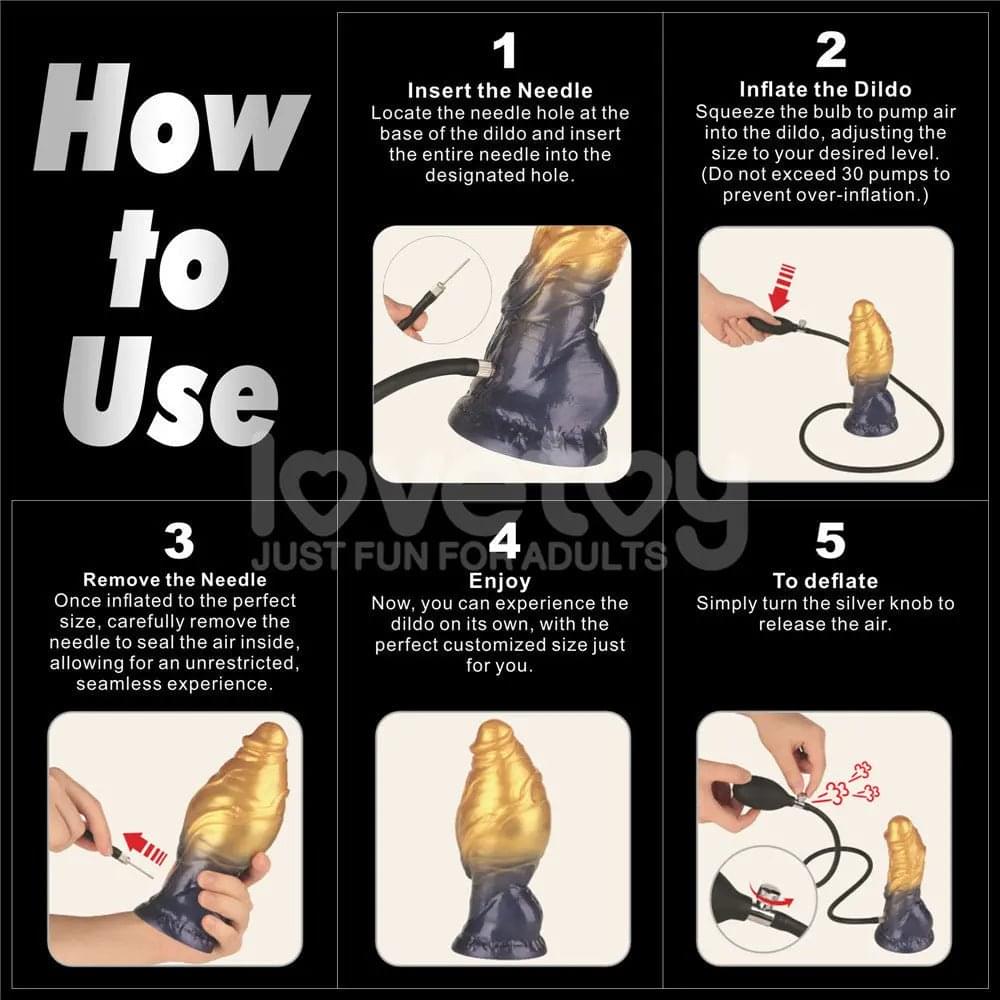 Aerosx 7.5 Inch Dual Density Inflatable Dildo - Gold/Blue 24 cm Inflatable Fantasy Dildo Lovetoy Discreet Intimate Essentials.