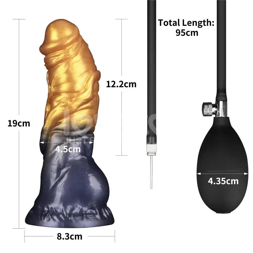 Aerosx 7.5 Inch Dual Density Inflatable Dildo - Gold/Blue 24 cm Inflatable Fantasy Dildo Lovetoy Discreet Intimate Essentials.