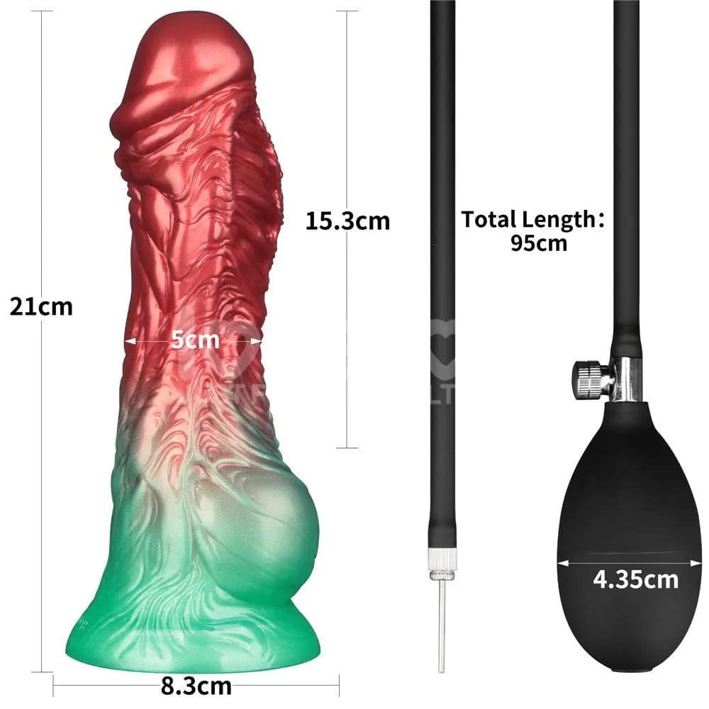 Aerosx 8 Inch Dual Density Inflatable Dildo - Red/Green 28 cm Inflatable Fantasy Dildo Lovetoy Discreet Intimate Essentials.