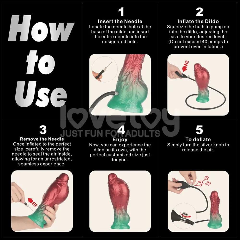 Aerosx 8 Inch Dual Density Inflatable Dildo - Red/Green 28 cm Inflatable Fantasy Dildo Lovetoy Discreet Intimate Essentials.