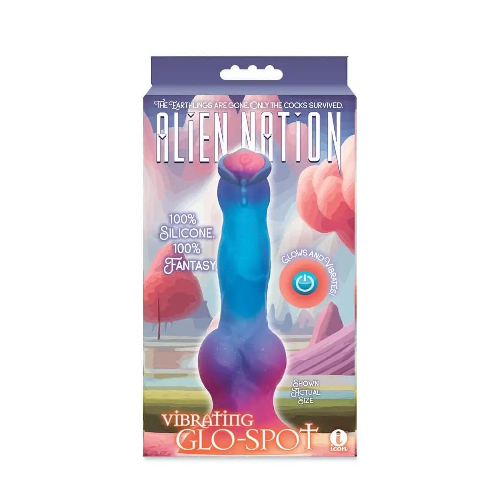 Alien Nation - Glo-Spot - Glow In Dark  21.6 cm USB Rechargeable Vibrating Fantasy Dong Icon Brands Discreet Intimate Essentials.