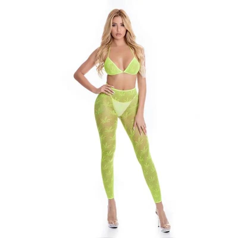 All About Leaf Bra Set Green Pink Lipstick Discreet Intimate Essentials.