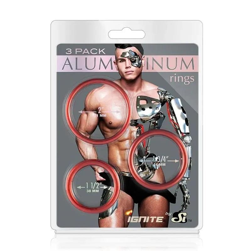 Aluminium Cock Ring 3 Pc 38cm, 44cm, 51cm Si Novelties Discreet Intimate Essentials.