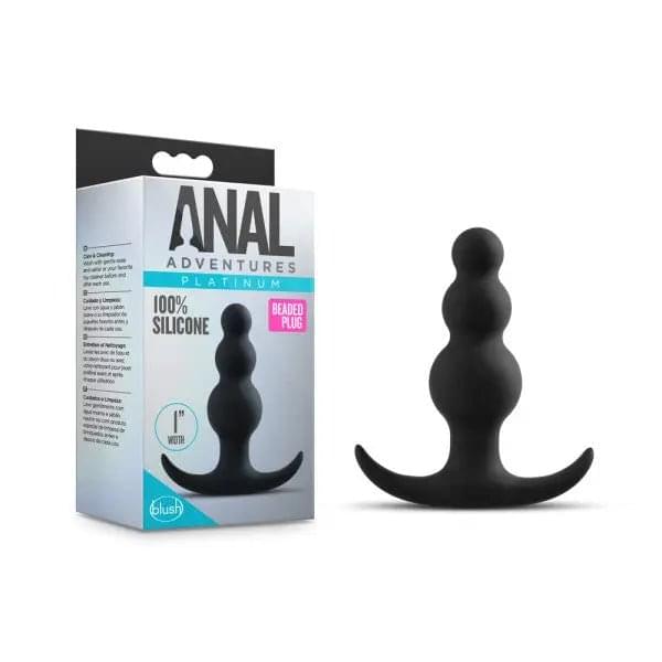 Anal Adventures Platinum Beaded Plug - Black 7.6 cm (3'') Silicone Butt Plug Blush Novelties Discreet Intimate Essentials.