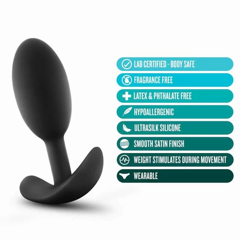 Anal Adventures Platinum Vibra Slim Plug -  10.1 cm Butt Plug with Internal Ball Blush Novelties Discreet Intimate Essentials.
