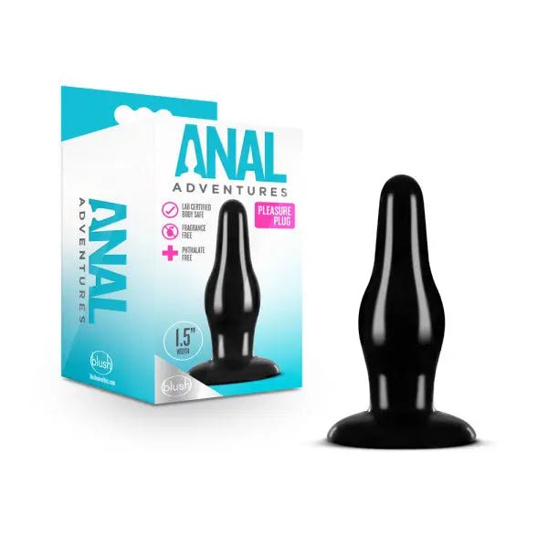 Shop affordable quality Anal Adventures Pleasure Plug - Black 10.8 cm (4.25'') Butt Plug - Discreet Intimate Essentials - ANAL TOYS - Blush Novelties