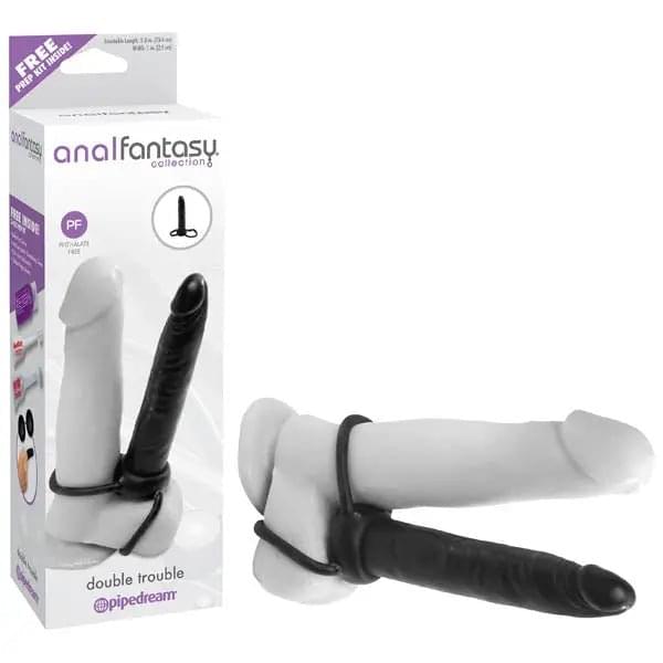 Anal Fantasy Collection Double Trouble -  13.1 cm (5.25'') Anal Dong & Cock Ring Pipedream Discreet Intimate Essentials.