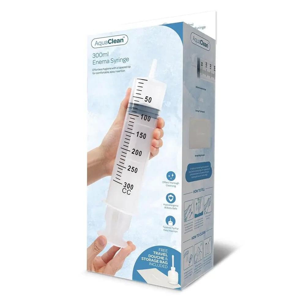 AquaClean 300ml Enema Syringe - 300 ml Capacity with Free Travel Douche Included Xgen Products Discreet Intimate Essentials.