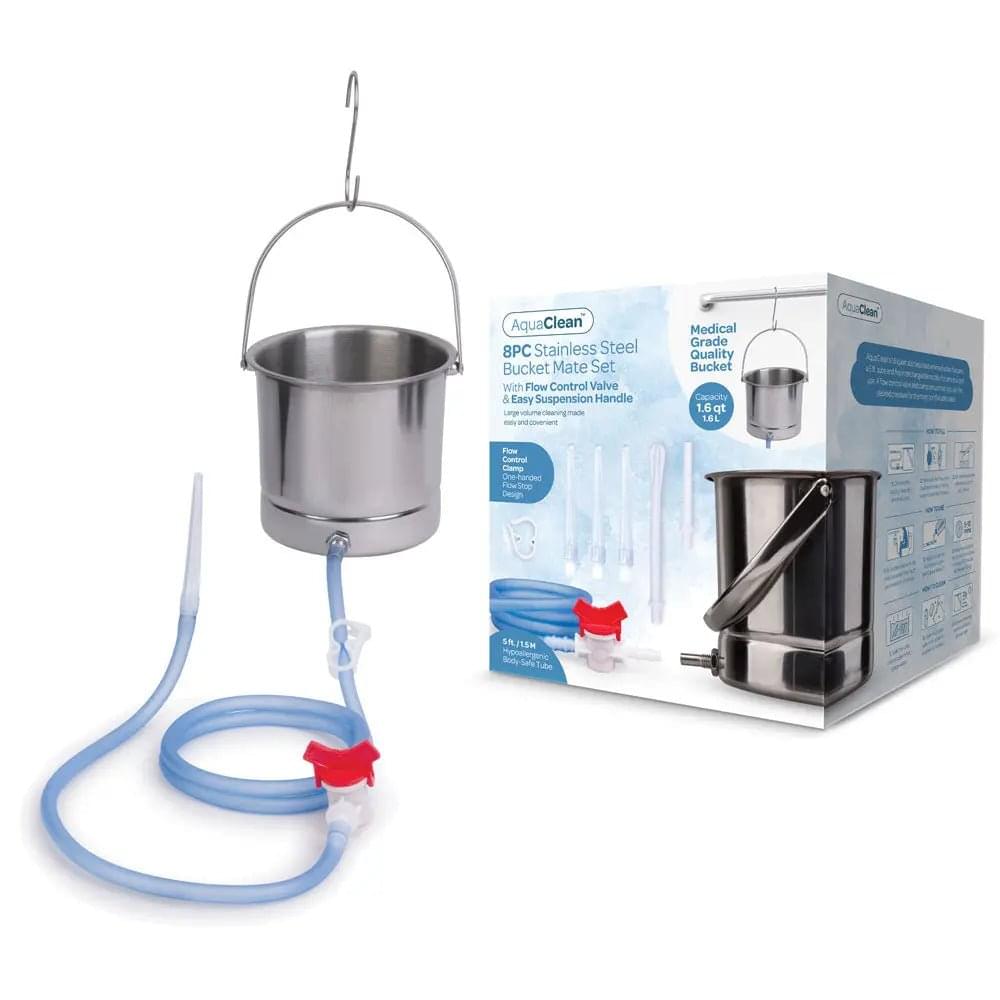 AquaClean 8PC Stainless Steel Bucket Mate Set - Cleansing Kit - 8 Piece Set XGEN Products Discreet Intimate Essentials.