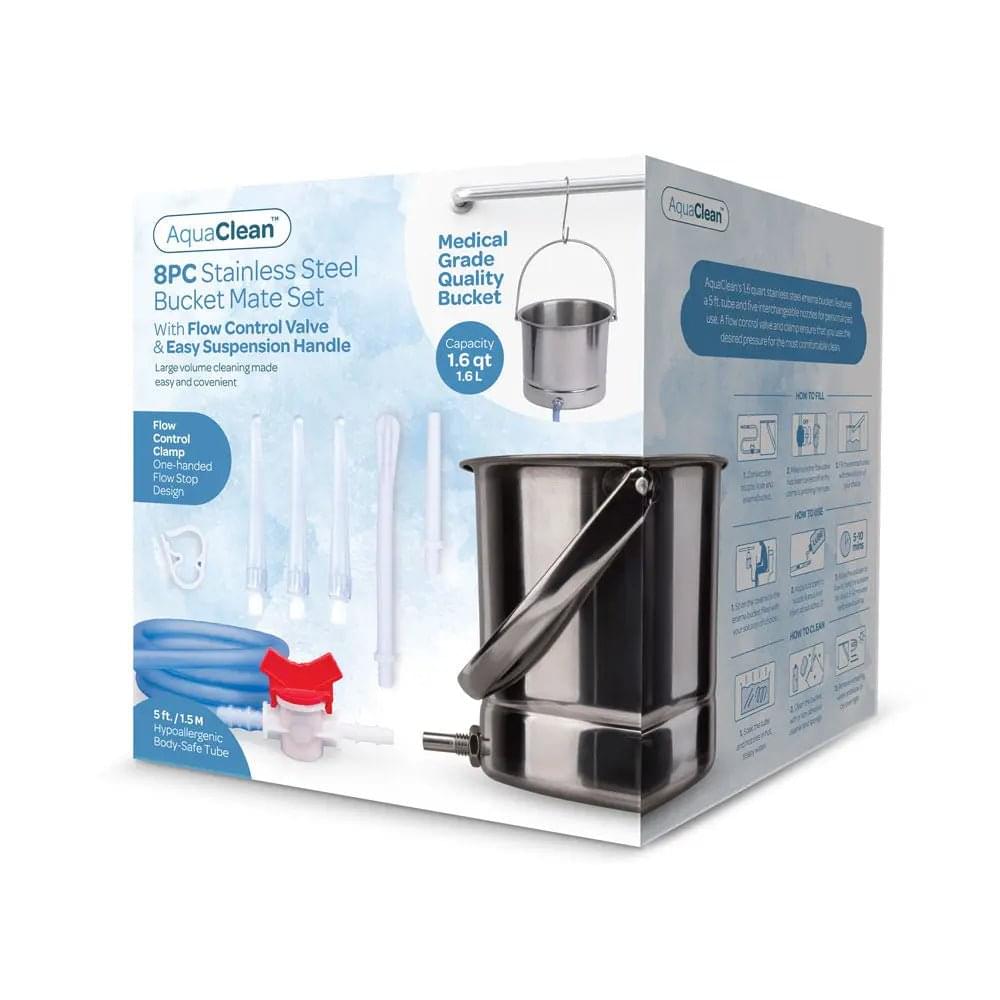 AquaClean 8PC Stainless Steel Bucket Mate Set - Cleansing Kit - 8 Piece Set XGEN Products Discreet Intimate Essentials.