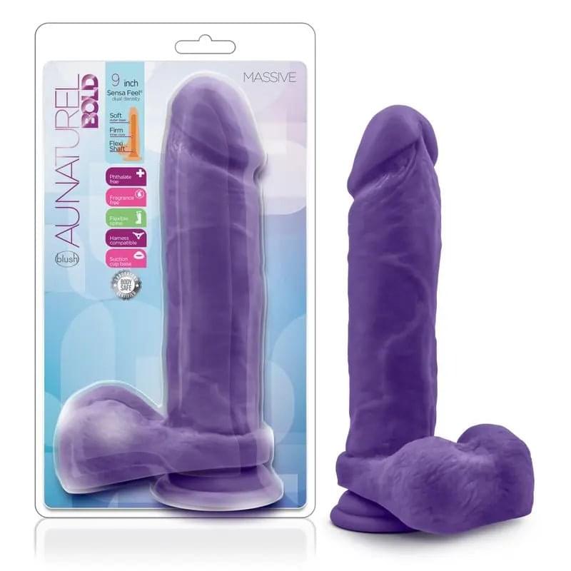 Au Naturel Bold Massive 9in Purple Au Naturel Discreet Intimate Essentials.