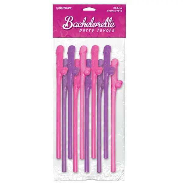 Bachelorette Party Favors - Dicky Sipping Straws -  Straws - Set of 10 Pipedream Discreet Intimate Essentials.