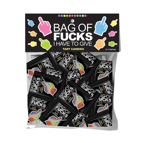 Bag Of Fucks I Have To Give - Bag of 25 - Fruit Flavoured Lollies - Bag of 25 Mini Packs Little Genie Discreet Intimate Essentials.