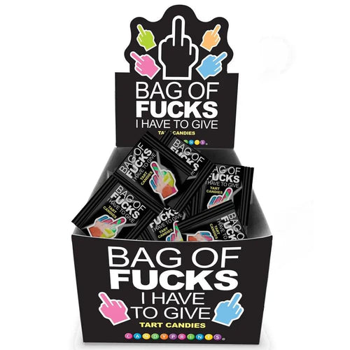 Bag Of Fucks I Have To Give - Display - Fruit Flavoured Lollies - Counter Display of 100 Mini Packs Little Genie Discreet Intimate Essentials.