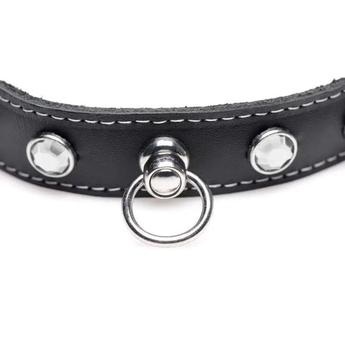 Bling Vixen Leather Choker w Clear Rhinestones Master Series Discreet Intimate Essentials.