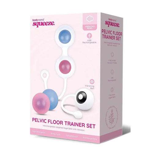 Bodywand Squeeze Pelvic Floor Trainer Set - USB Rechargeable Weighted Vibrating Kegel Set Bodywand Discreet Intimate Essentials.