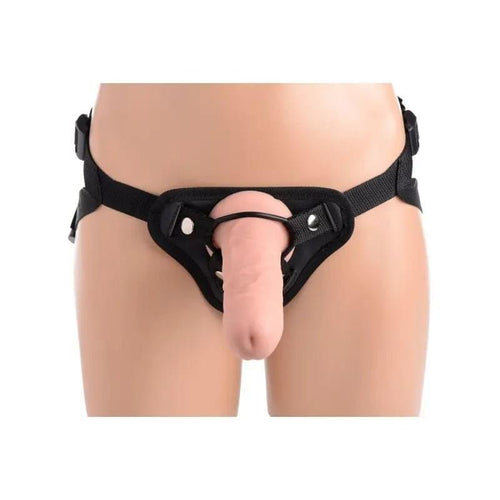 Brazen 8" Silicone Dildo w Harness Flesh Strap U Discreet Intimate Essentials.