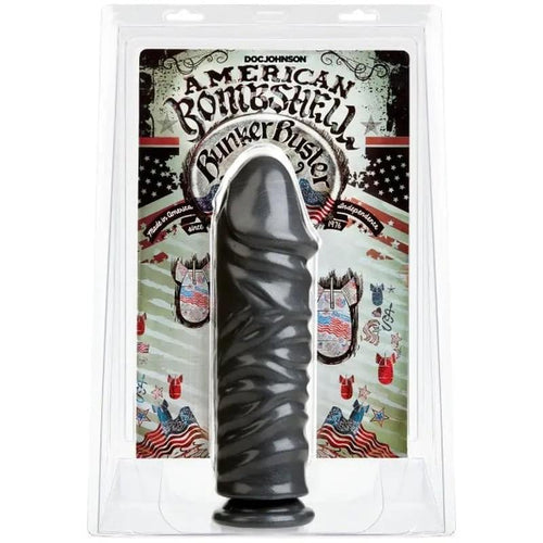 Bunker Buster 10.7in Anal Dildo Gun Metal American Bombshell Discreet Intimate Essentials.