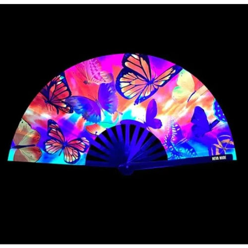 Butterfly Garden Blacklight Folding Fan Neva Nude Discreet Intimate Essentials.