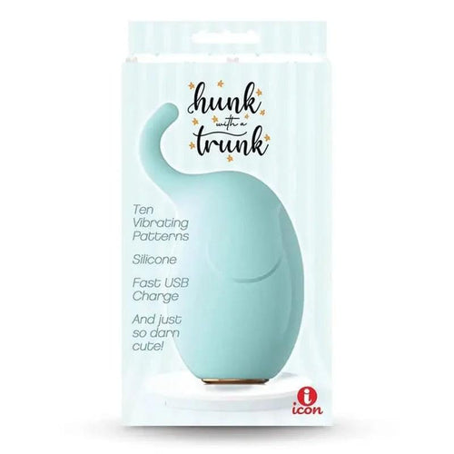 Buzzy Buddy, Hunk With A Trunk - Aqua - Aqua USB Rechargeable Stimulator Icon Brands Discreet Intimate Essentials.