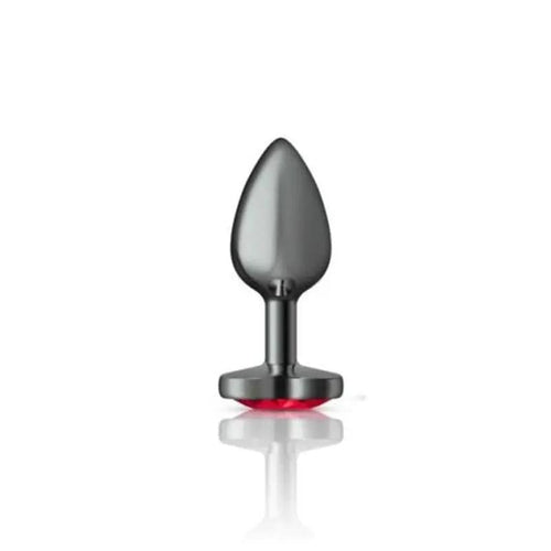 Cheeky Charms Gunmetal  Butt Plug w Heart Red Jewel Small Cheeky Charms Discreet Intimate Essentials.