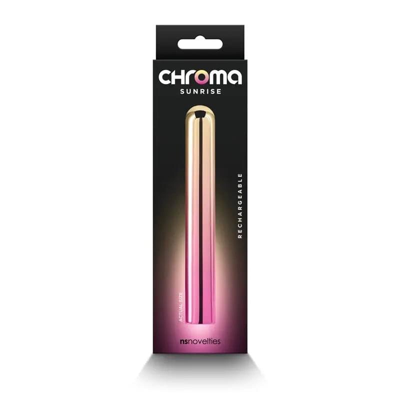 Chroma Sunrise - Large - Metallic Pink/Gold 13.8 cm USB Rechargeable Vibrator NS Novelties Discreet Intimate Essentials.