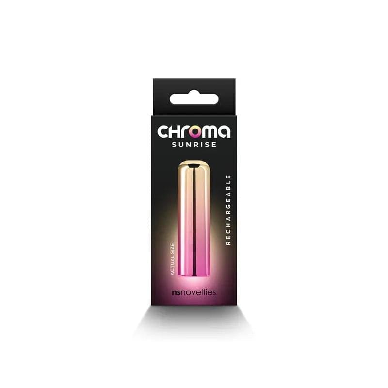 Chroma Sunrise - Small - Metallic Pink/Gold 6.8 cm USB Rechargeable Bullet NS Novelties Discreet Intimate Essentials.