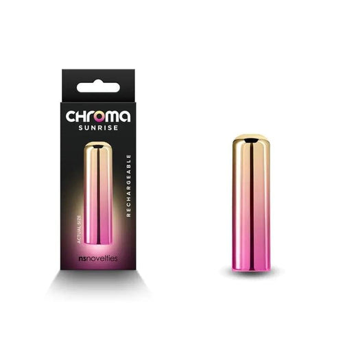 Chroma Sunrise - Small - Metallic Pink/Gold 6.8 cm USB Rechargeable Bullet NS Novelties Discreet Intimate Essentials.