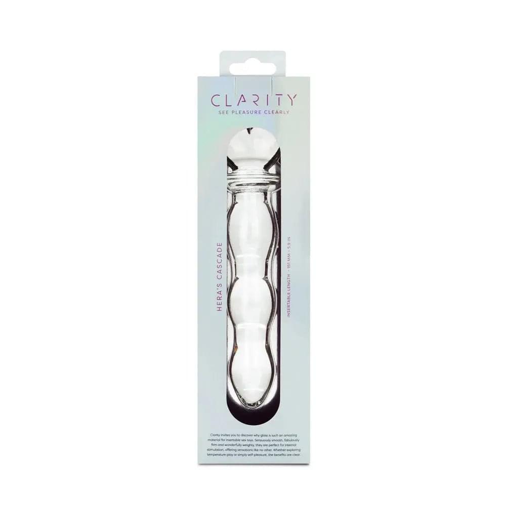 Clarity - Hera's Cascade -  15 cm Glass Dildo Creative Conceptions Discreet Intimate Essentials.