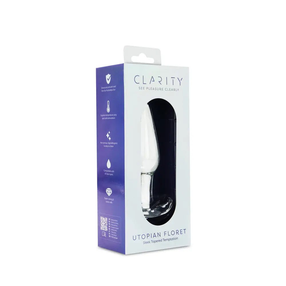 Shop affordable quality Clarity - Utopian Floret - 11 cm Glass Butt Plug - Discreet Intimate Essentials - GLASS TOYS - Creative Conceptions