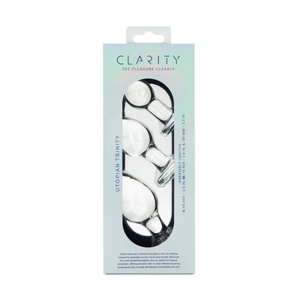 Clarity - Utopian Trinity -  Glass Butt Plugs - Set of 3 Sizes Creative Conceptions Discreet Intimate Essentials.
