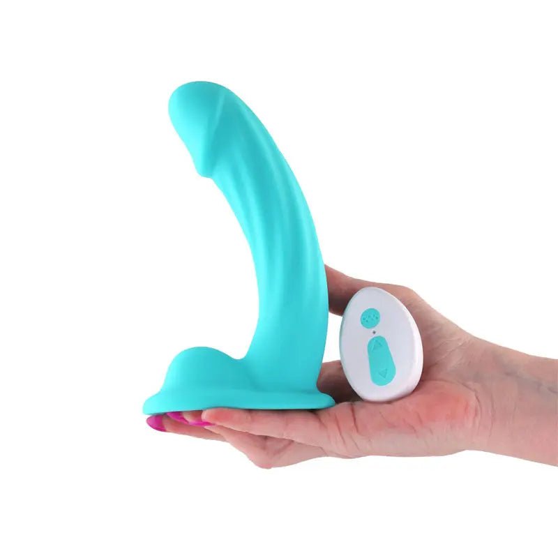 Shop affordable quality Colours Curve - Vibrating 6'' Dildo - Teal - Teal 16.4 cm USB Rechargeable Vibrating Dildo with Wireless Remote - Discreet Intimate Essentials - DONGS - NS Novelties
