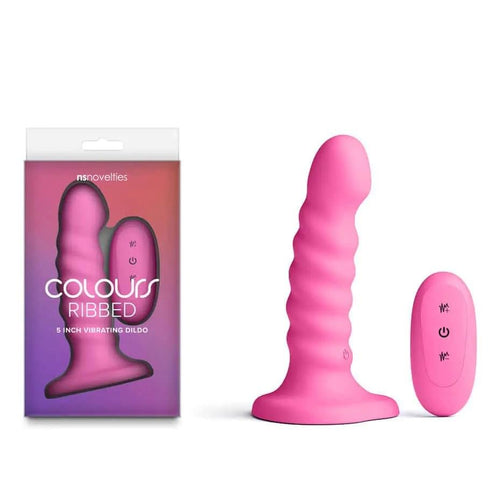Colours Ribbed - 5'' Vibrating Dildo -  -  14.5 cm USB Rechargeable Vibrating Dildo with Wireless Remote NS Novelties Discreet Intimate Essentials.