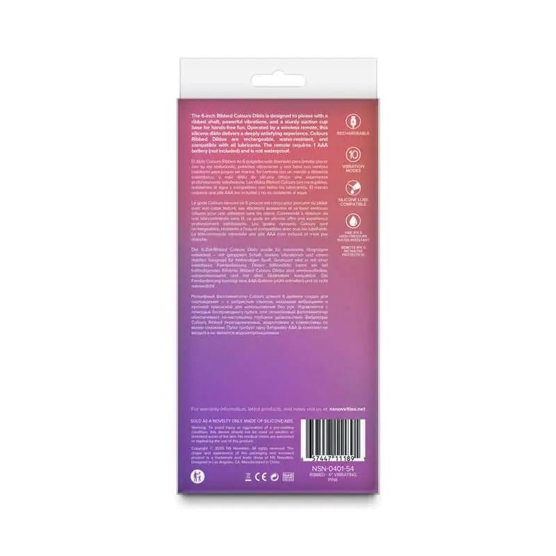 Colours Ribbed - 6'' Vibrating Dildo -  -  16.5 cm USB Rechargeable Vibrating Dildo with Wireless Remote NS Novelties Discreet Intimate Essentials.