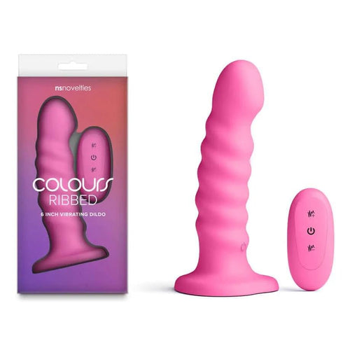Colours Ribbed - 6'' Vibrating Dildo -  -  16.5 cm USB Rechargeable Vibrating Dildo with Wireless Remote NS Novelties Discreet Intimate Essentials.