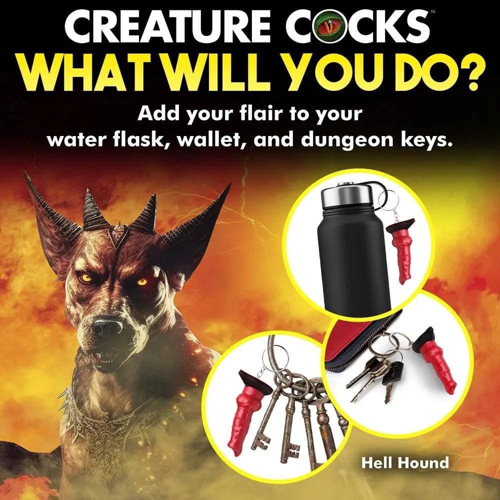 Creature Cocks Hell-Hound Keychain - Novelty Fantasy Dildo Keyring XR Brands Discreet Intimate Essentials.