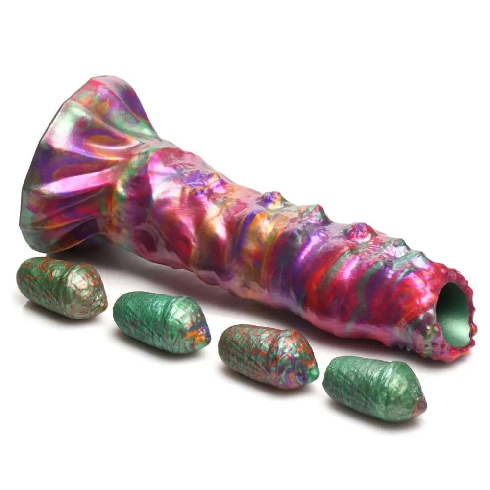 Creature Cocks Larva Silicone Dildo -  22.9 cm Fantasy Dildo with Eggs XR Brands Discreet Intimate Essentials.