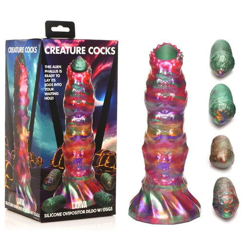 Creature Cocks Larva Silicone Dildo -  22.9 cm Fantasy Dildo with Eggs XR Brands Discreet Intimate Essentials.