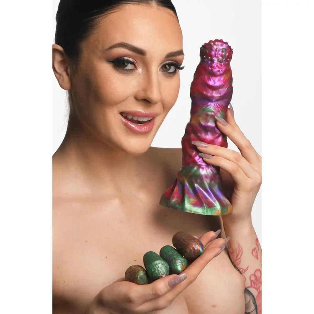 Creature Cocks Larva Silicone Dildo -  22.9 cm Fantasy Dildo with Eggs XR Brands Discreet Intimate Essentials.