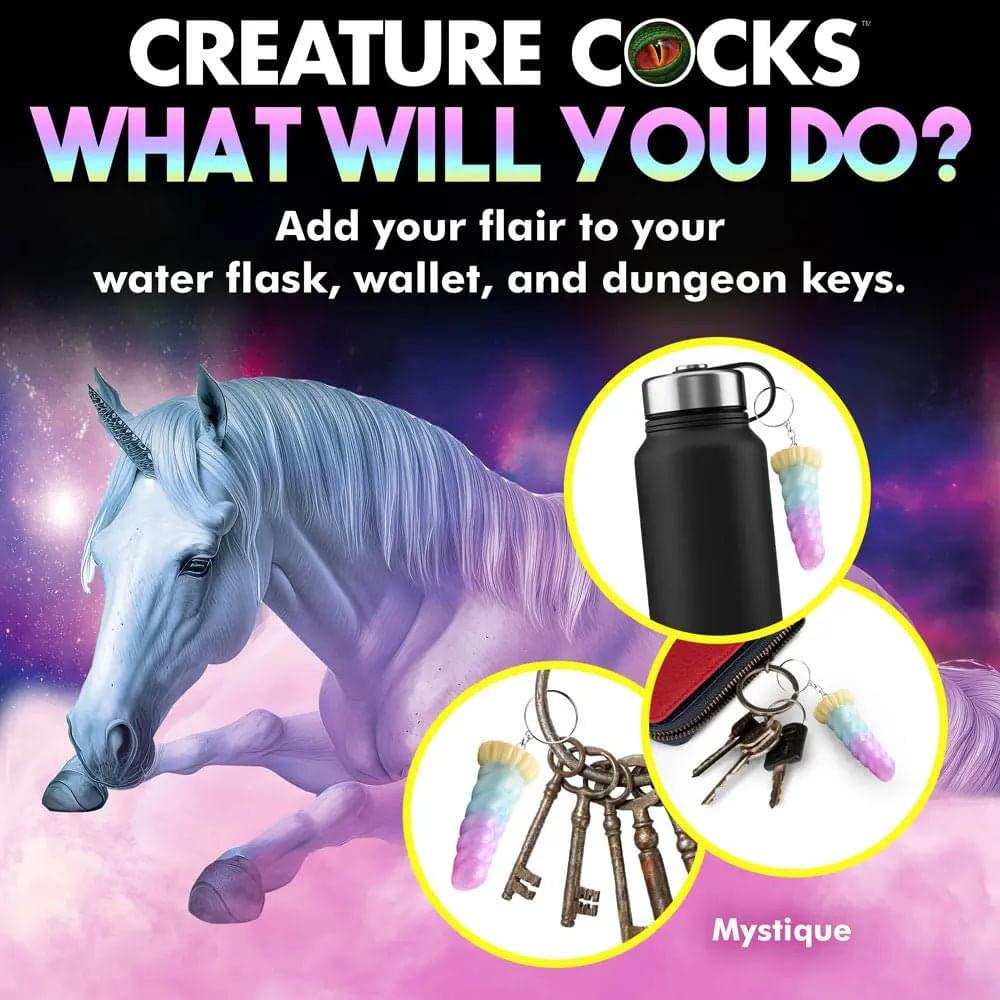 Creature Cocks Mystique Unicorn Keychain - Novelty Fantasy Dildo Keyring XR Brands Discreet Intimate Essentials.