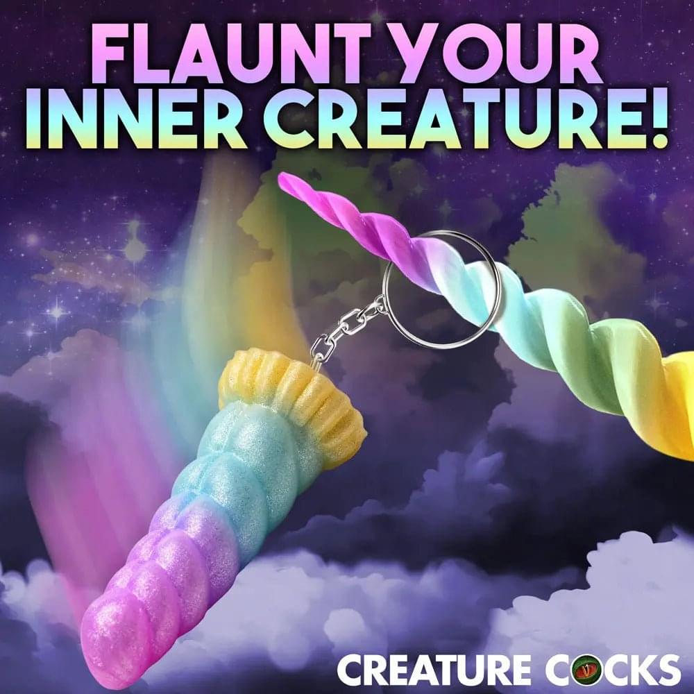 Creature Cocks Mystique Unicorn Keychain - Novelty Fantasy Dildo Keyring XR Brands Discreet Intimate Essentials.