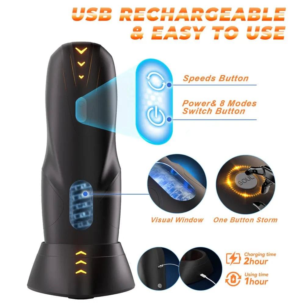 CyberSkin The Galaxy Voy - USB Rechargeable Thrusting & Rotating Auto Masturbator with Heater CyberSkin Discreet Intimate Essentials.