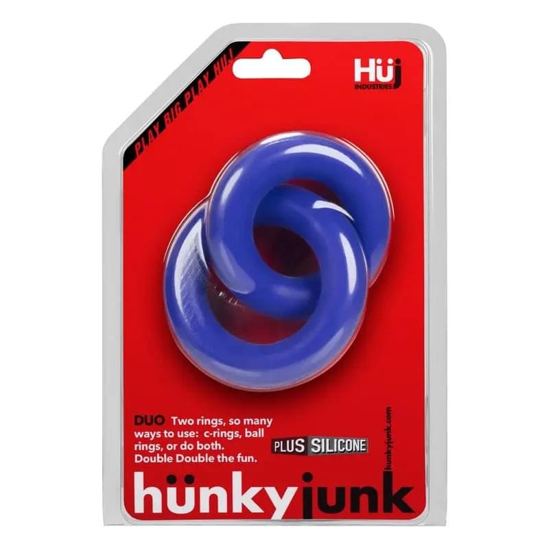 DUO Linked Cock/Ball Rings by Hunkyjunk Cobalt Hunkyjunk Discreet Intimate Essentials.