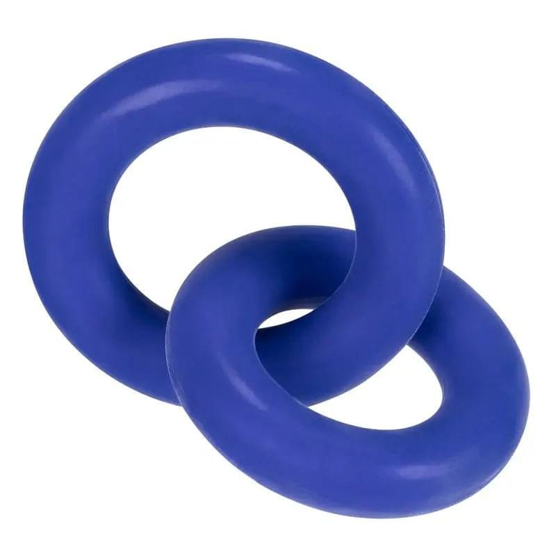 DUO Linked Cock/Ball Rings by Hunkyjunk Cobalt Hunkyjunk Discreet Intimate Essentials.