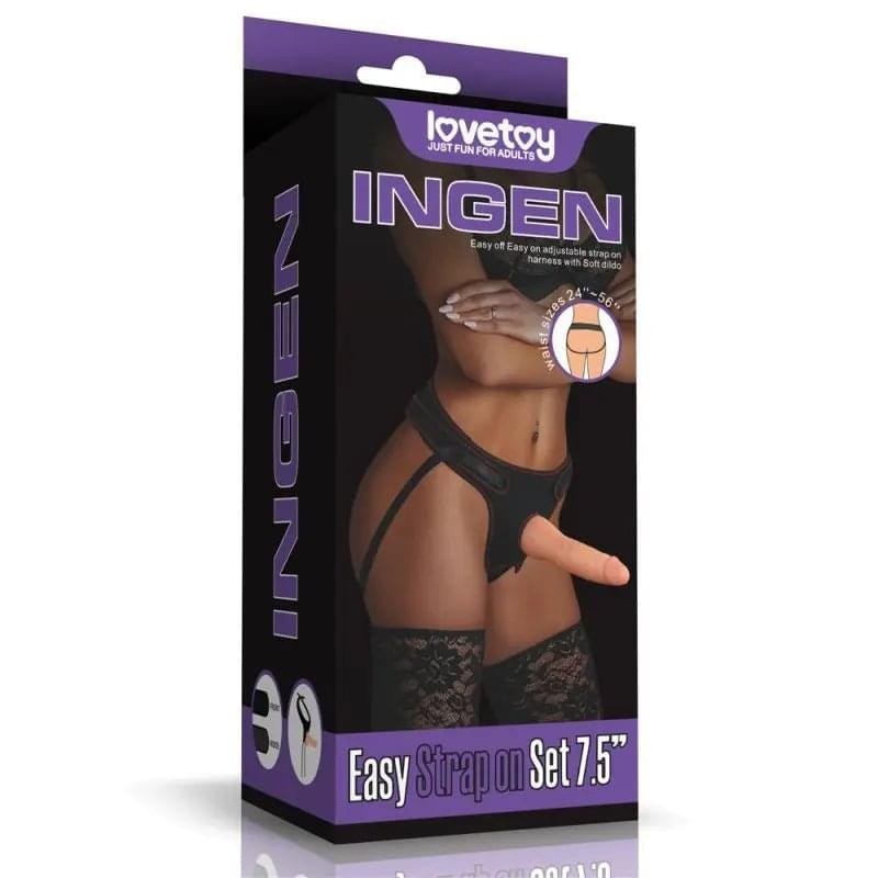 Easy Strap On Set 7.5in Lovetoy Discreet Intimate Essentials.