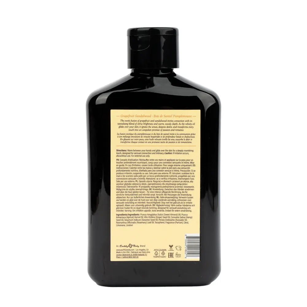 Shop affordable quality EB Aphrodisiac Massage Oil GRAPEFRUIT SANDALWOOD - 250 ml - Grapefruit Sandalwood Scented Massage Oil - 250 ml Bottle - Discreet Intimate Essentials - LOTIONS & LUBES - Earthly Body