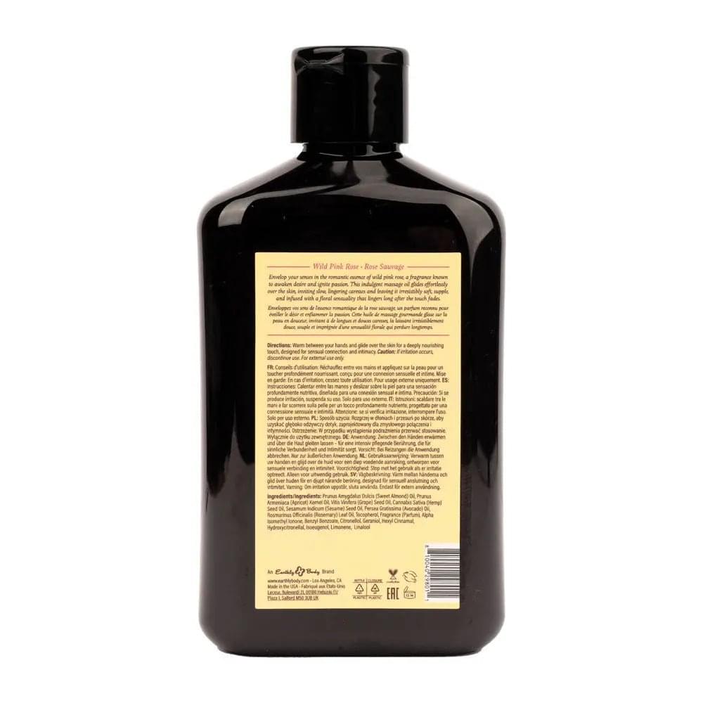 EB Aphrodisiac Massage Oil WILD PINK ROSE - 250 ml - Wild Pink Rose Scented Massage Oil - 250 ml Bottle Earthly Body Discreet Intimate Essentials.